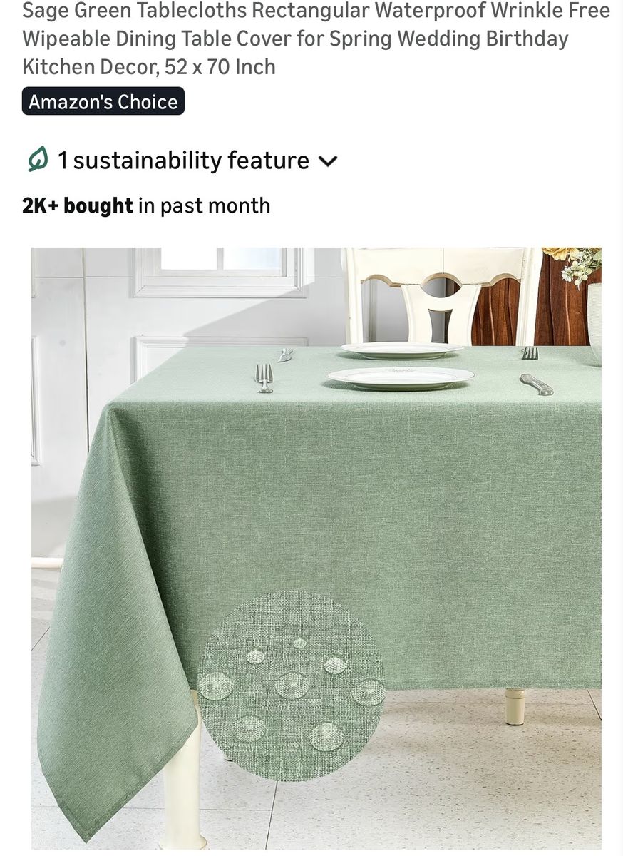 6 new sage green rectangle cloth table covers