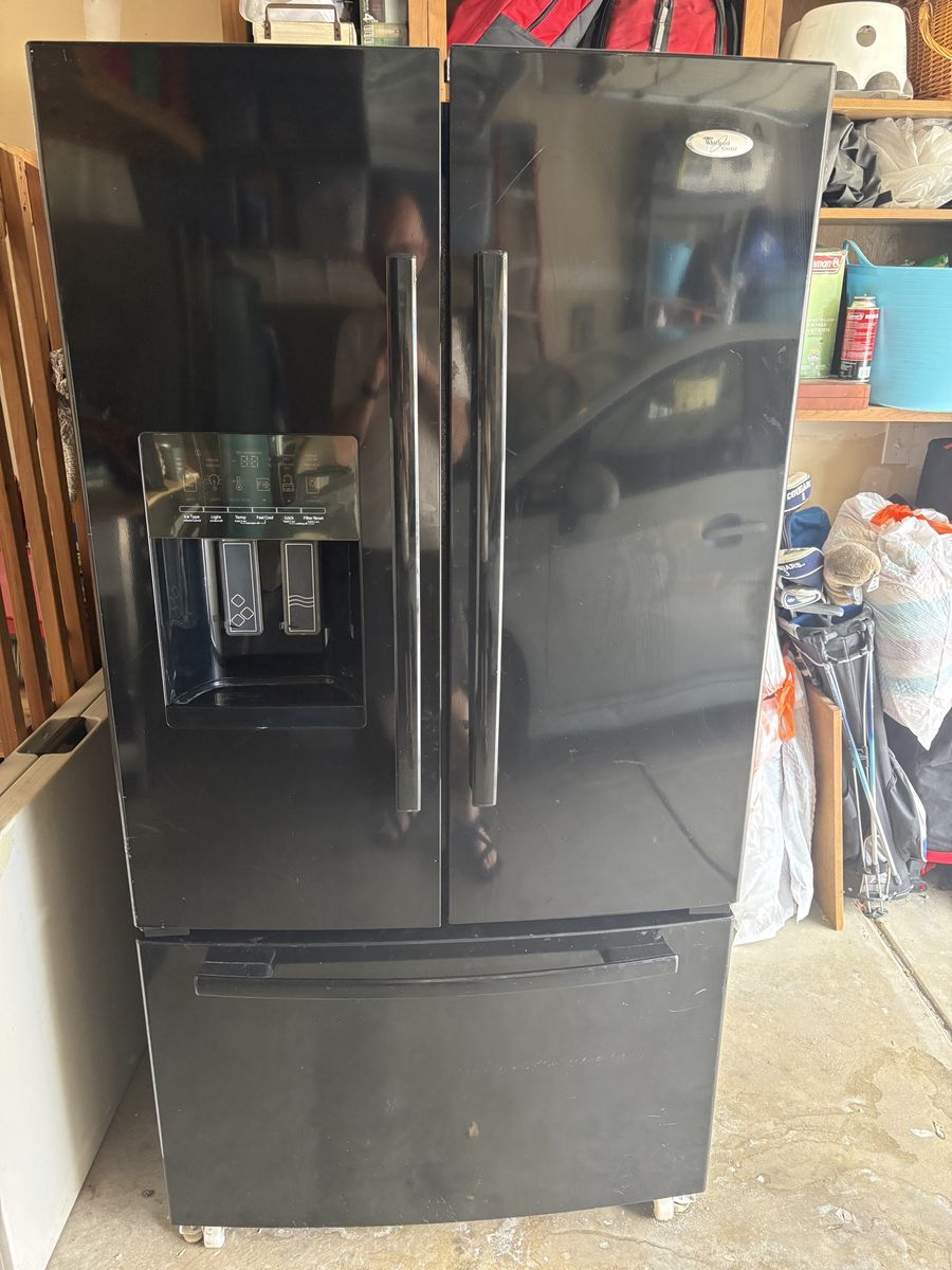 Whirlpool 26 Cu. Ft. French Door Fridge (Black) w/ Ice & Water Dispenser – $450 OBO