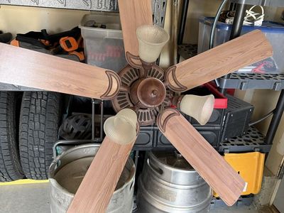 52" Wooden Ceiling Fan with 4 lights and Slanted Ceiling Bracket