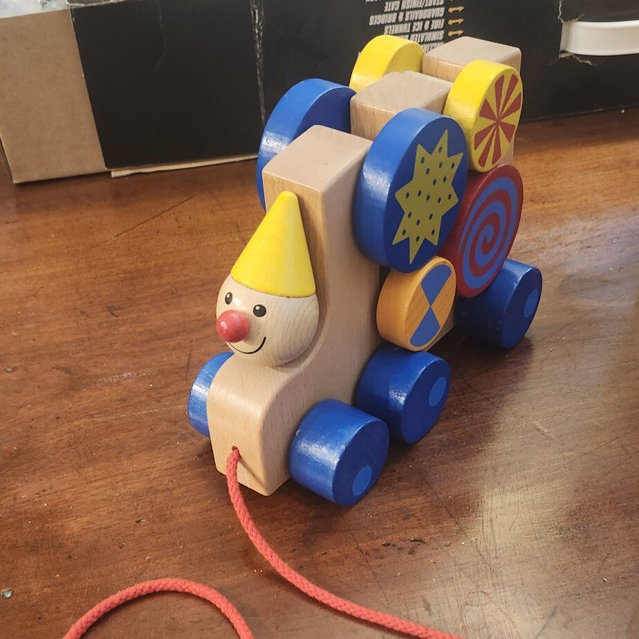 Haba Circo Wooden Pull Toy Bright Color Wheels