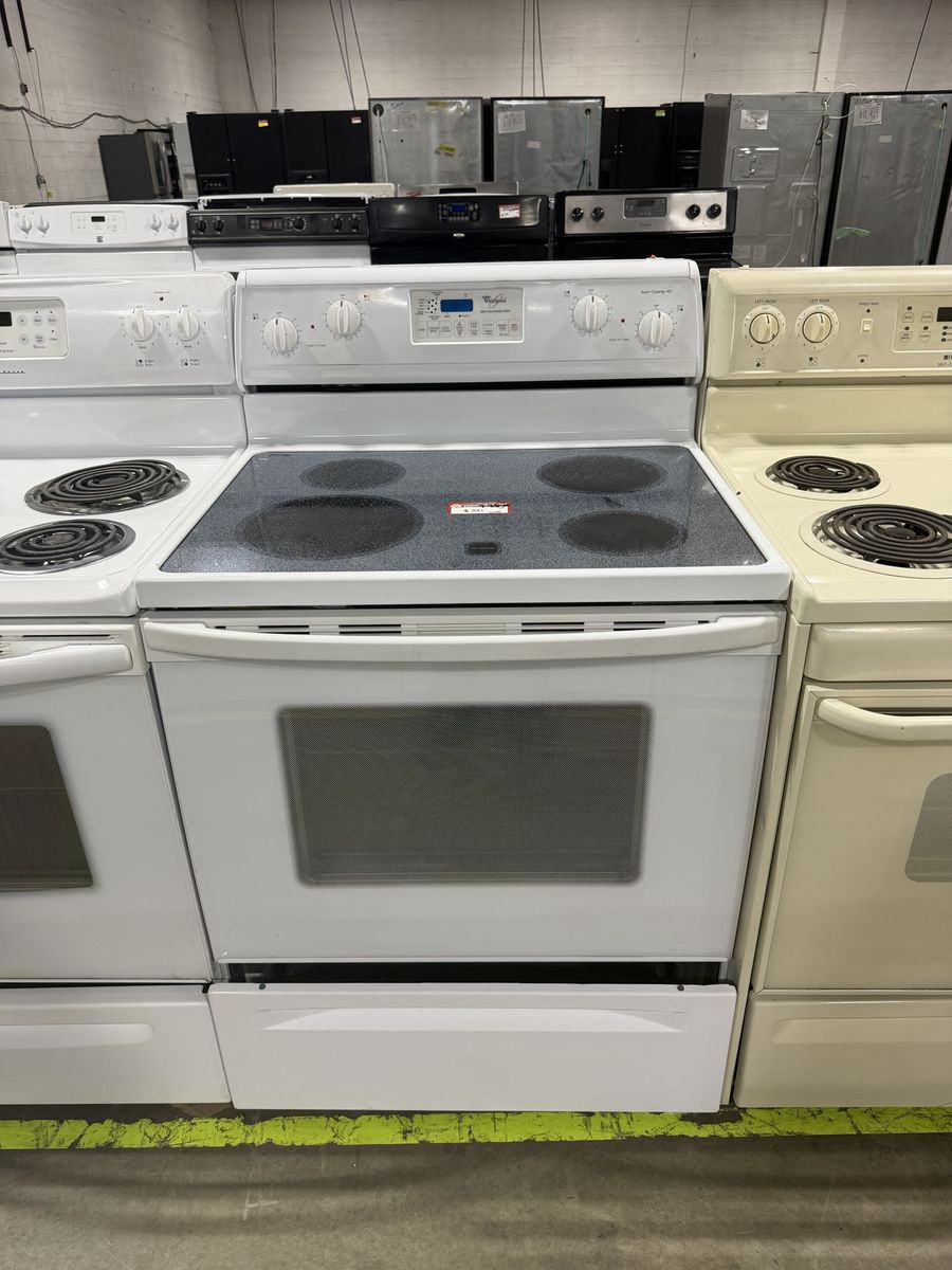 Whirlpool White Electric Range 30" GlassTop Oven with Storage Drawer
