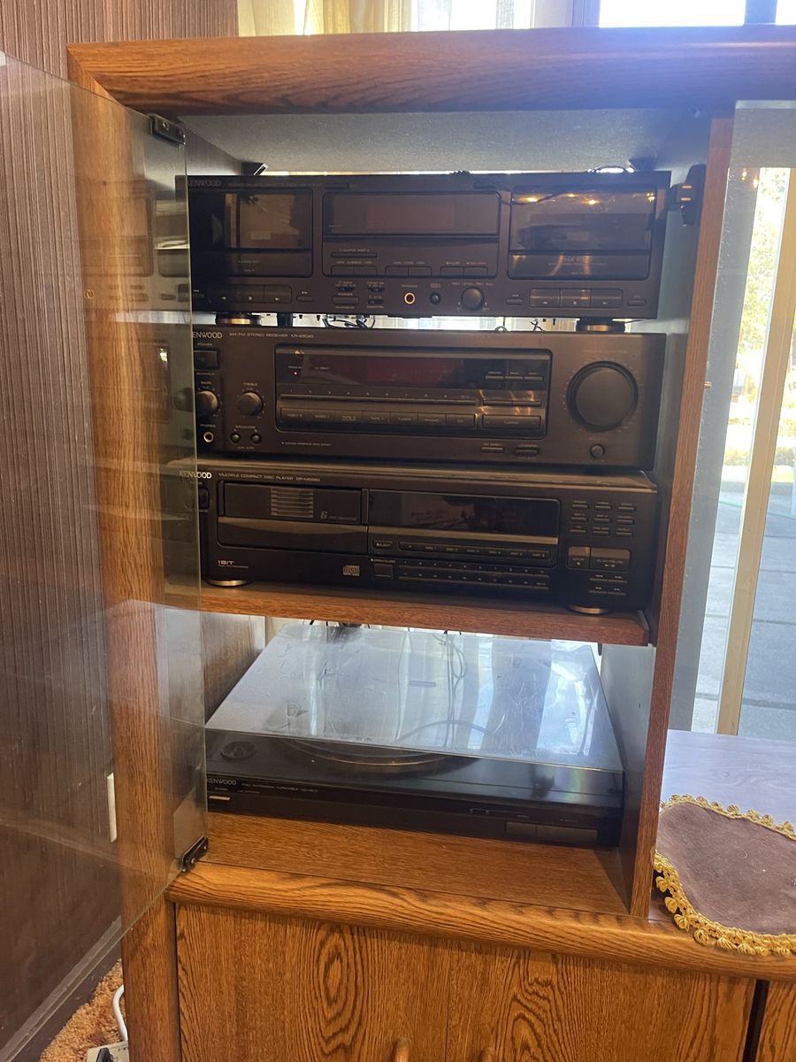 Kenwood stereo with CD, Casette player and record player.