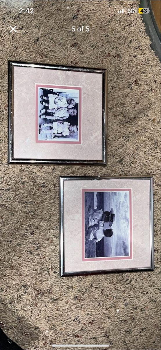 Set of 2 Silver Picture Frames with Pink Mats, 8x10 Photos Included