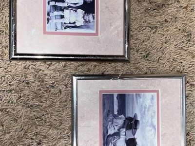 Set of 2 Silver Picture Frames with Pink Mats, 8x10 Photos Included