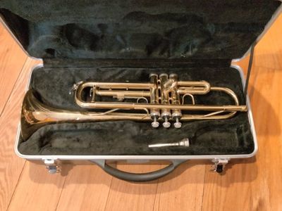 Brass Trumpet with Case and Mouthpiece - Good Condition