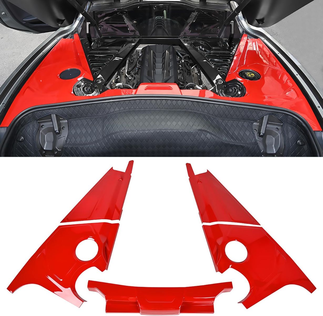 2020+ Corvette C8 Stingray 2023+ C8 Z06/E-Ray - Red Engine Compartment Surround Overlay