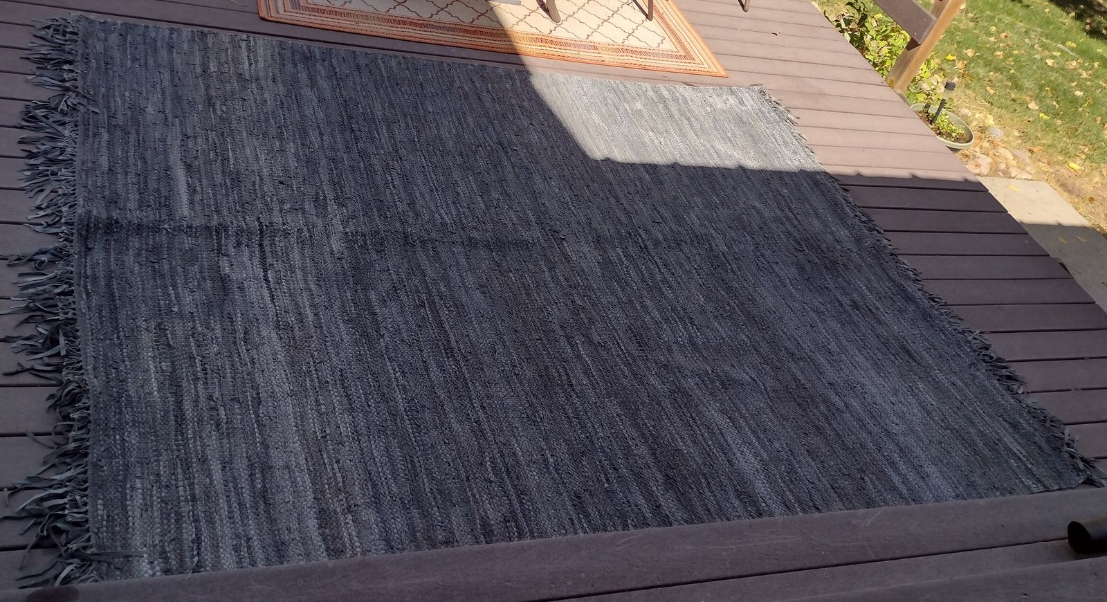 Blue Leather Distressed Braided Rub
