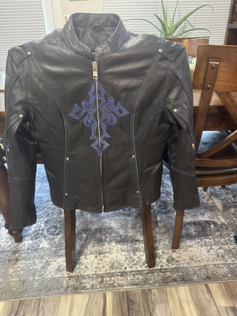 Very Nice PremiumBlack Leather Motorcycle Jacket M