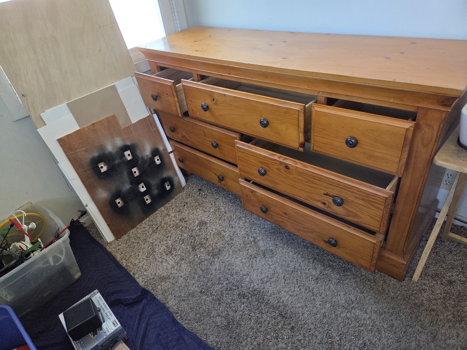Dresser with drawers and mirror