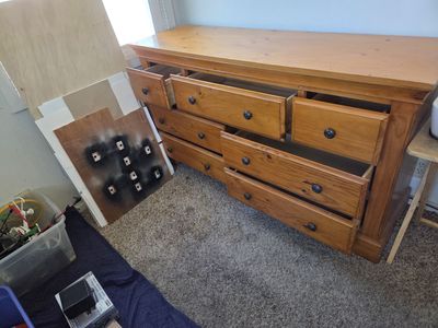 Dresser with drawers and mirror