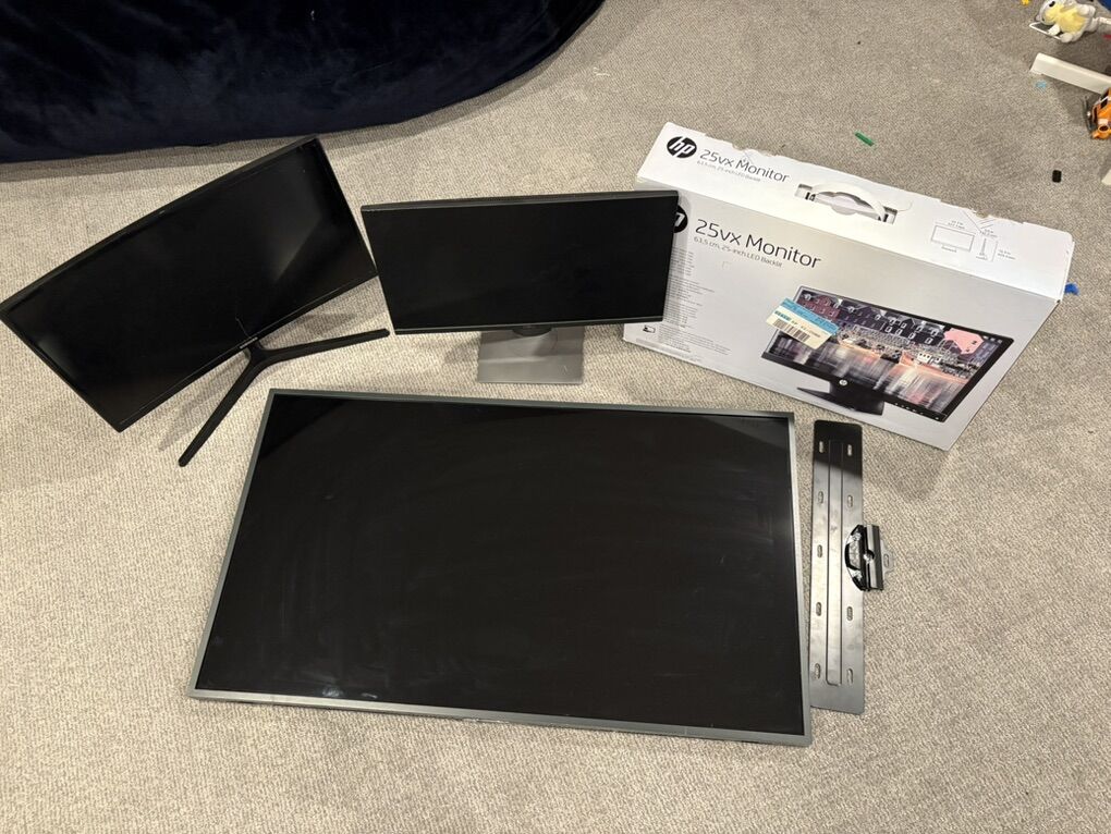 Monitor And Frame TV Lot - 4 Screens - All Tested