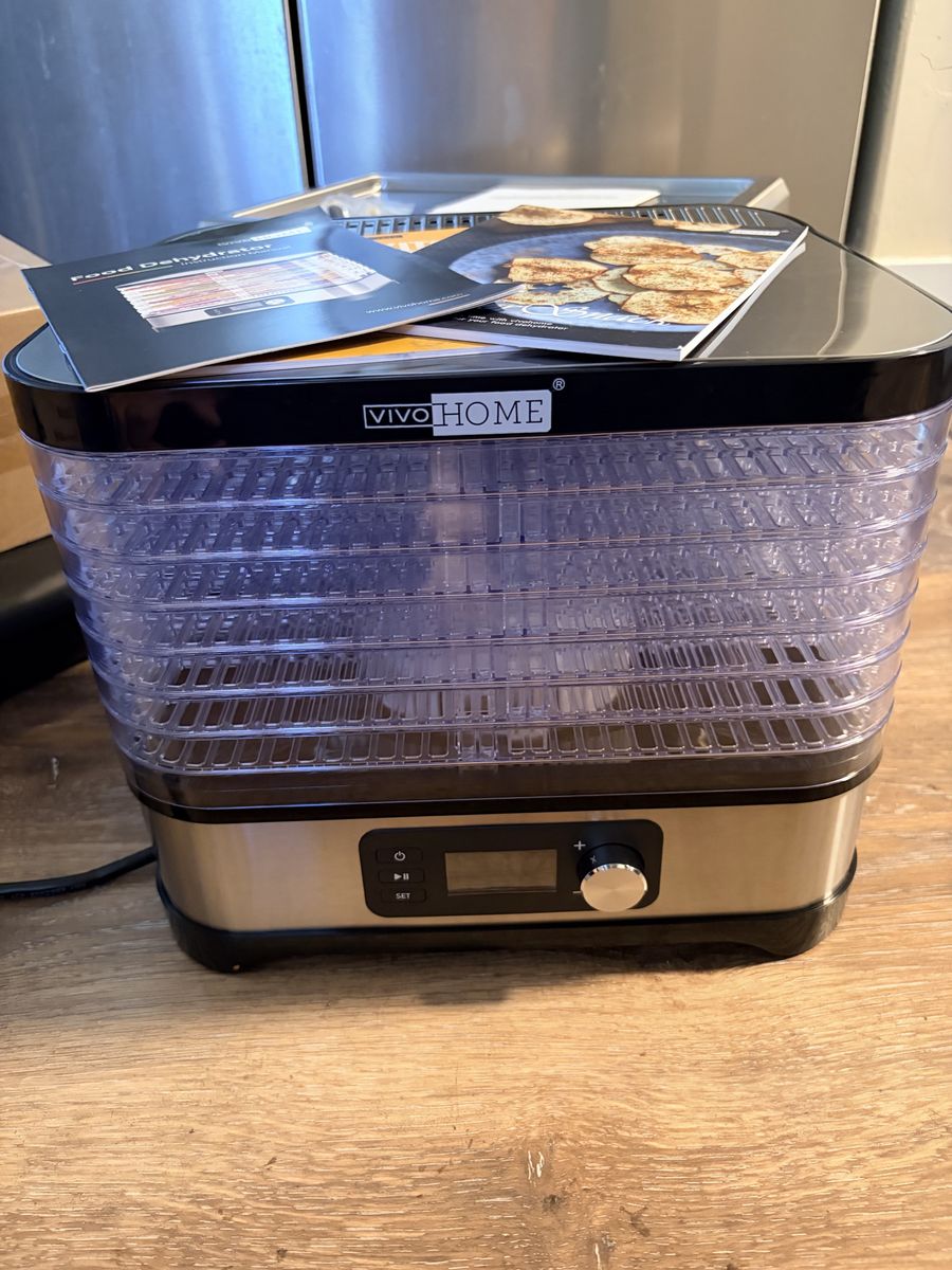 VivoHome Food Dehydrator with 5 Stackable Trays - Black/Stainless Steel
