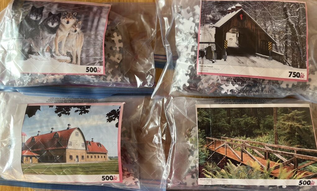 4 NEW Puzzles In A Bag With A Poster.