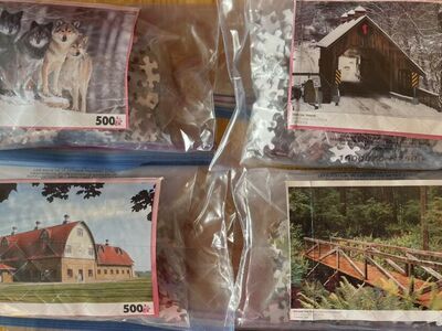 4 NEW Puzzles In A Bag With A Poster.