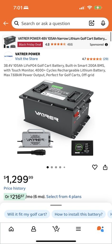 GOLF CART BATTERY 38.4V 105AH LIFEPO4 NEW