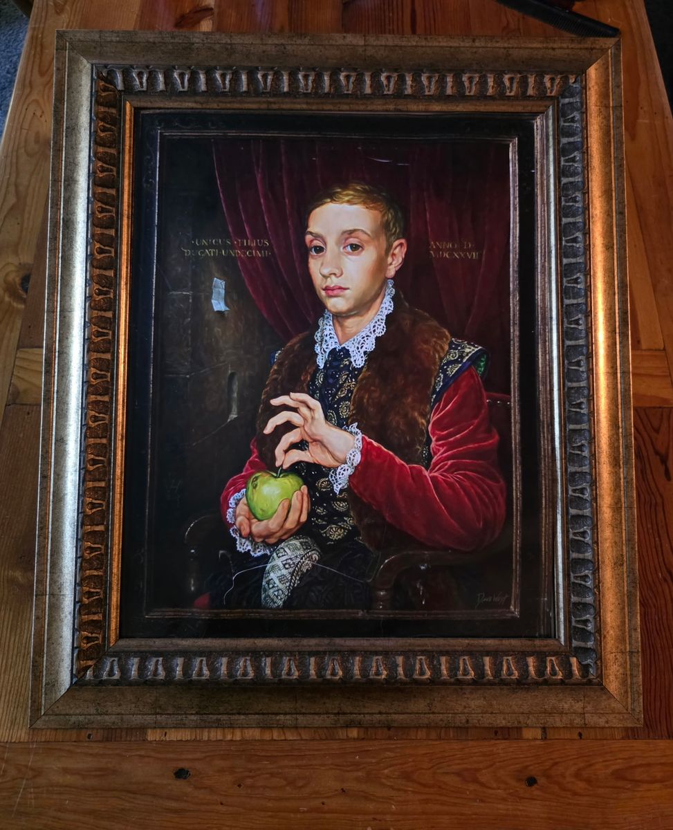 Boy with Apple Painting