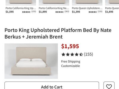 Porto Natural King Upholstered Platform Frame