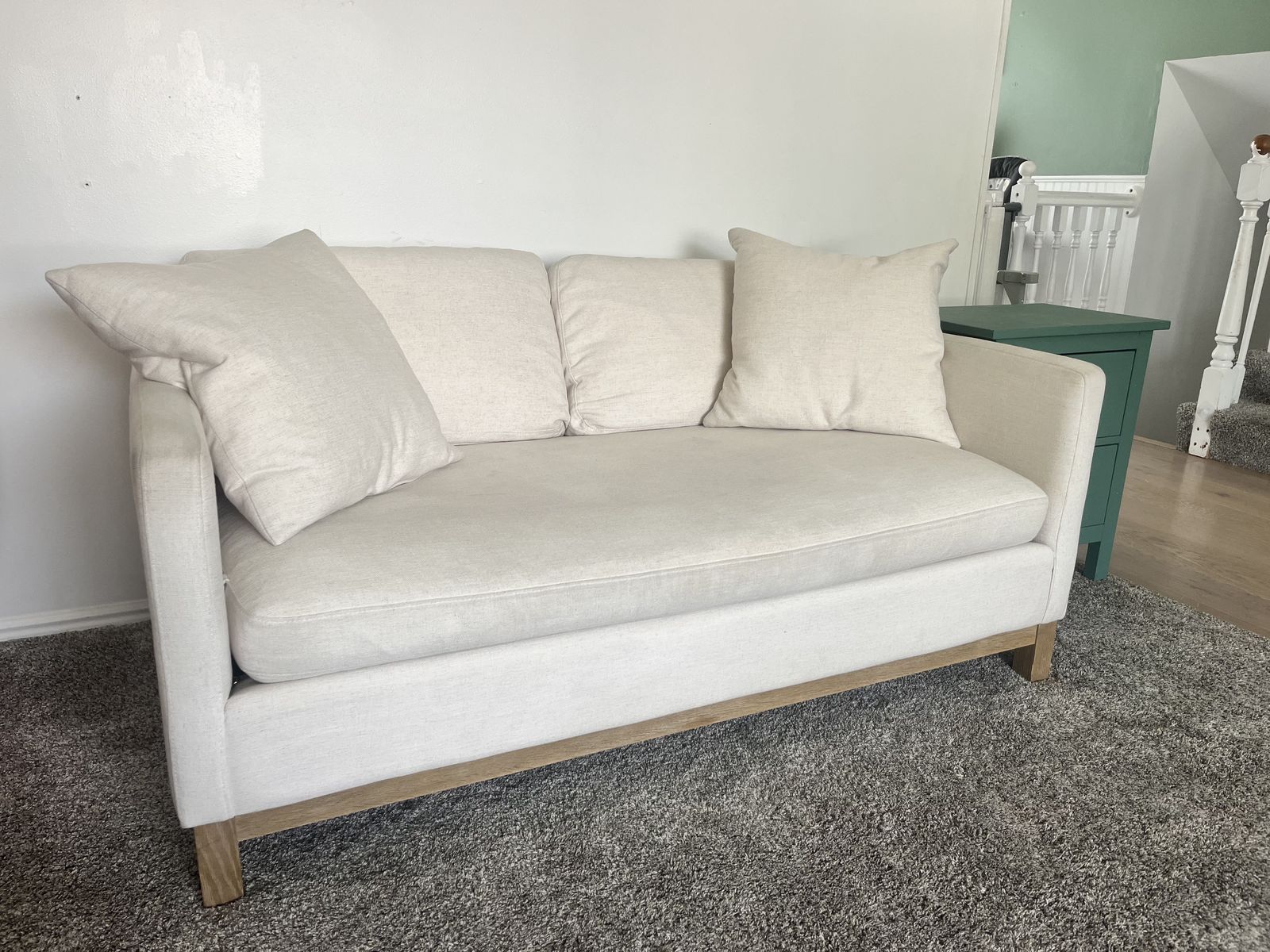 Mid Century Modern Cream Couch & Loveseat Set