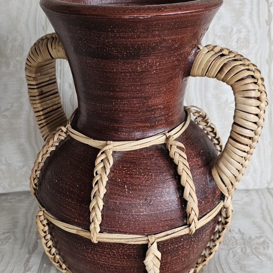 Vase Clay Dark Brown 12.5"Tx10"W 6.5" Hole Width