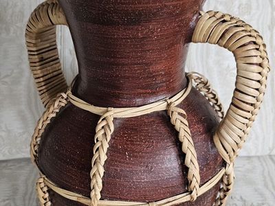 Vase Clay Dark Brown 12.5"Tx10"W 6.5" Hole Width