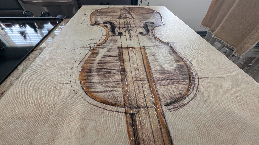 Violin Blueprint Canvas Art - 3 Piece Set of Textured Musical Instrument Wall Decor