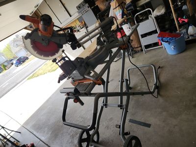 RIDGID 12" Sliding Compound Miter Saw with Stand - Excellent Condition