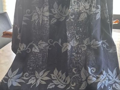 Tommy Bahama Men's Black Linen Relaxed Fit Hawaiian Camp Shirt XXL Floral Print