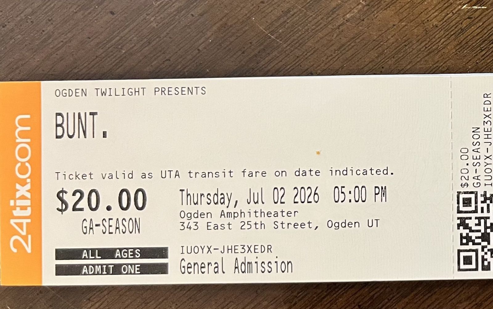 2 BUNT. Tickets - Ogden Twilight, July 2, 2026 - General Admission (All Ages)