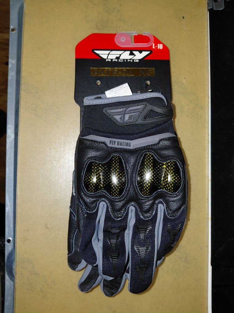 Fly Racing Patrol XC Gloves Size L-10 Black Gray Off-Road Motocross