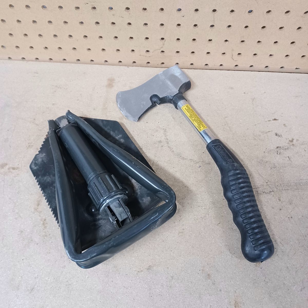 Camping shovel and hatchet