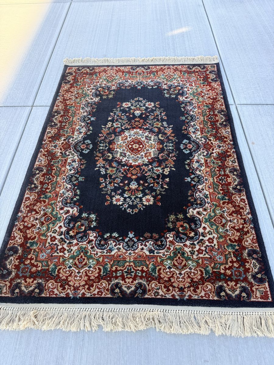 Vintage Kerman Persian Knotted Wool Carpet Rug