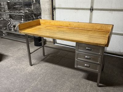 Industrial Maple Top Bakery Work Table - 30"x72"x35"H with Metal Drawers