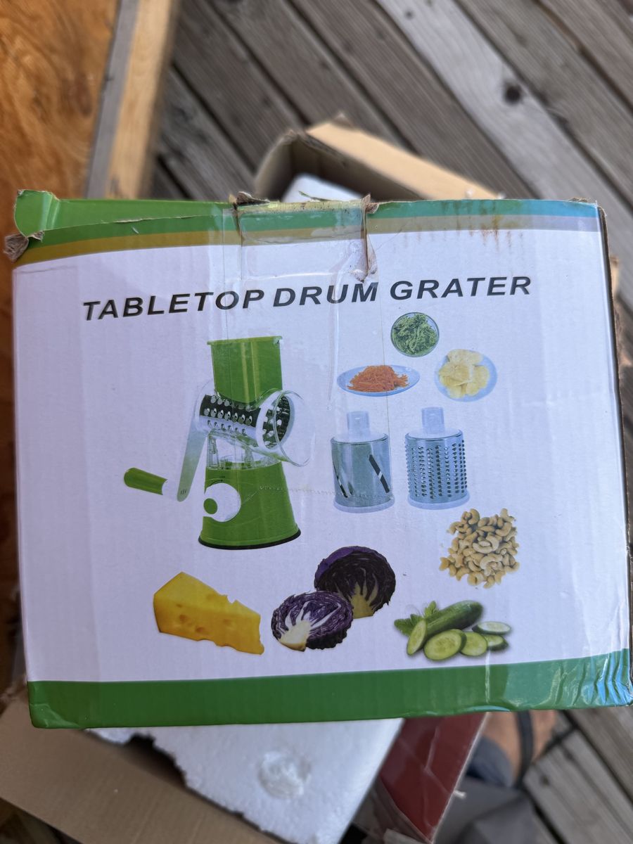 Tabletop Drum Grater with 3 Blades - Manual Rotary Vegetable Slicer Shredder