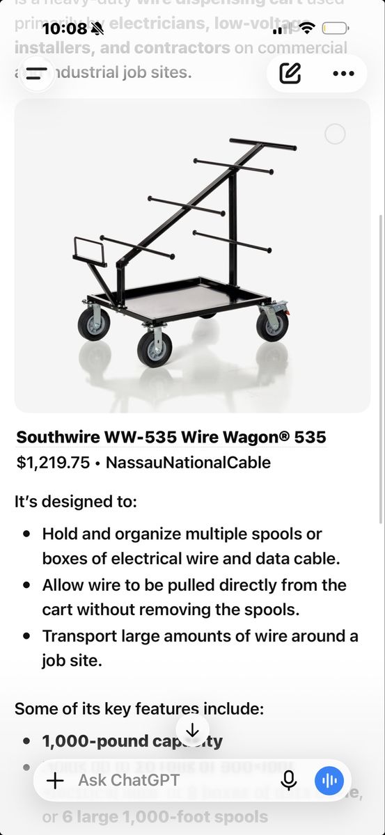 Southwire WW-535 Wire Wagon 535 Heavy Duty Wire Dispensing Cart 1000 lb Capacity