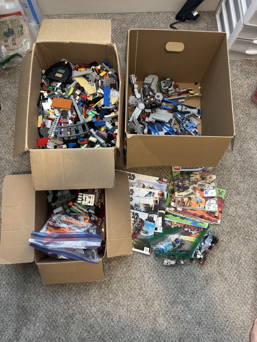 Large Bulk LEGO Lot Mixed Bricks, Sets, Minifigures & Manuals