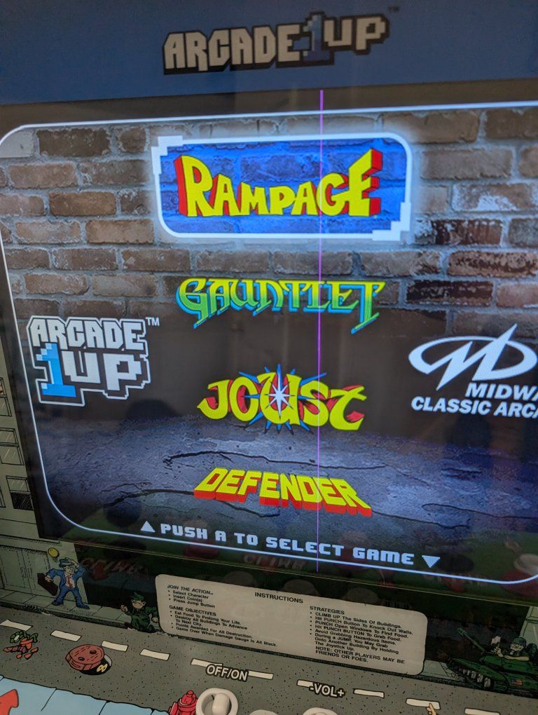 Arcade1Up Midway Classic Arcade Machine: Rampage, Gauntlet, Joust, Defender with matching stand