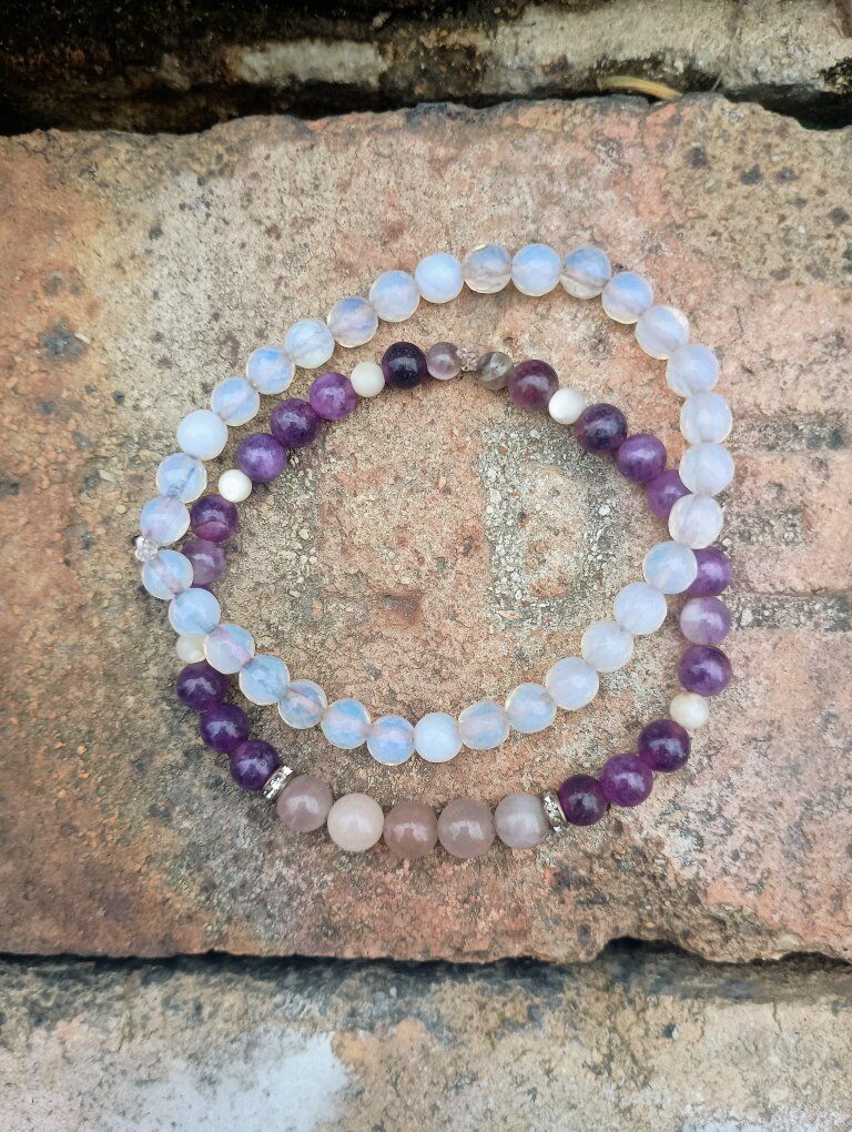 Opal Fauceted Bracelet, Dark Amethyst, Pearl, ect