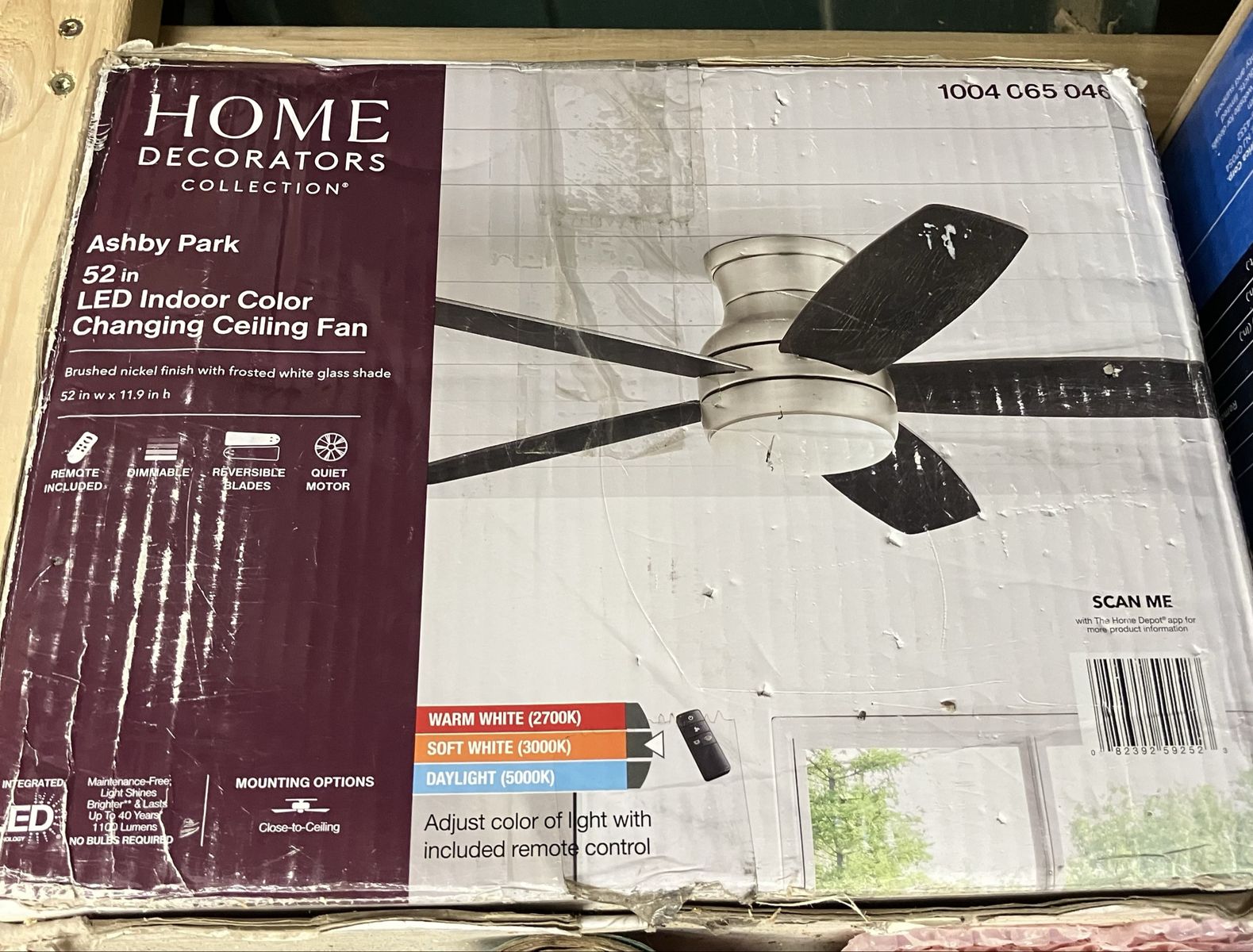 Home Decorators Collection Ashby Park 52" LED Indoor Color Changing Ceiling Fan Brushed Nickel