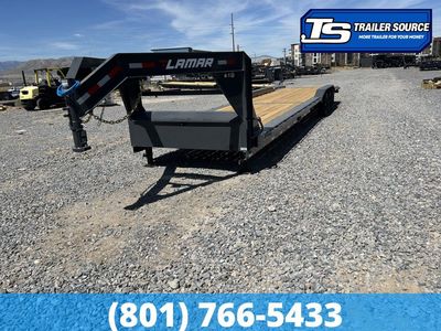 8.5x36 Lamar H8 Gooseneck Wide Body w/ Drive Over Fenders Equipment Trailer - 21K GVWR -