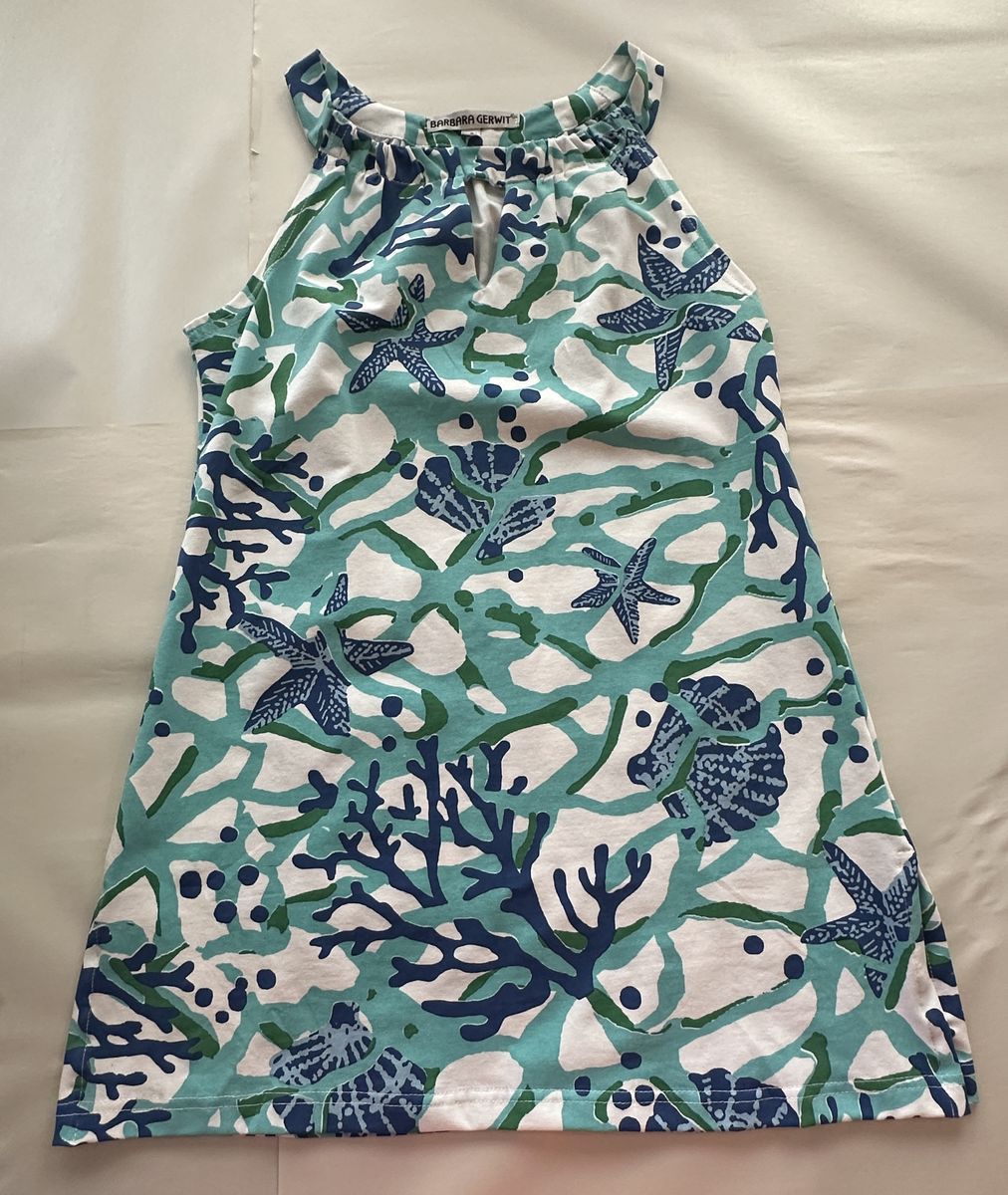 Barbara Gerwit Women's Small Sleeveless Sea Life Print Knit Tank Top Beach Coastal