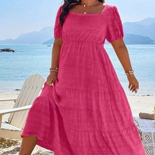 Women's Summer Dress short sleeve, fushia pink, light and airy fabric, 1XL NEW Pick up in Mapleton, cash or Venmo