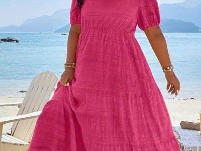 Women's Summer Dress short sleeve, fushia pink, light and airy fabric, 1XL NEW Pick up in Mapleton, cash or Venmo