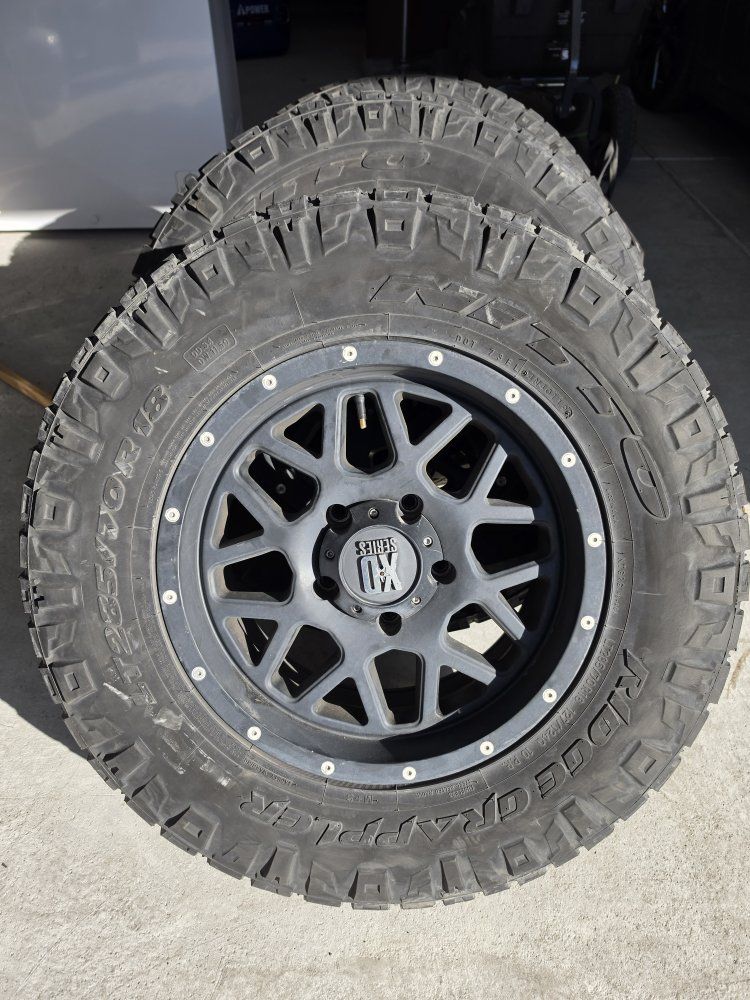Tundra wheels, tires and lug nuts. Nitto Ridge Grappler 285/70R18 Tires on XD Series Rims - 6/32" Tread, Set of 4