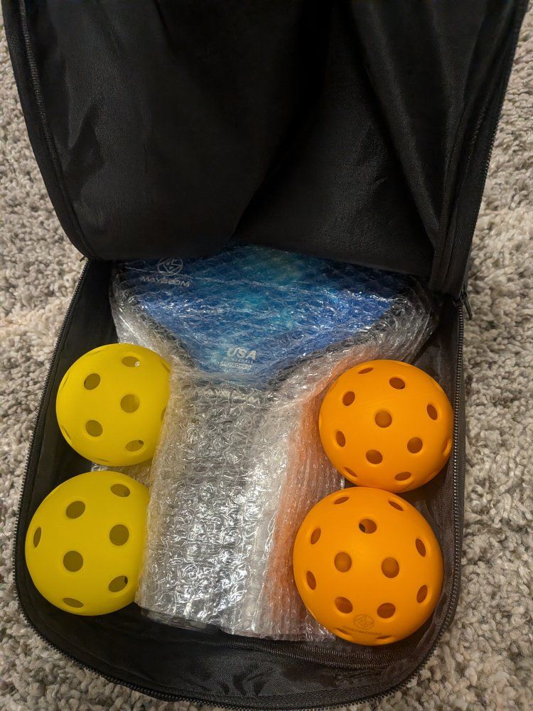 MAYBOOM Pickleball Set with 2 Galaxy Paddles, 4 Balls, and Carry Bag