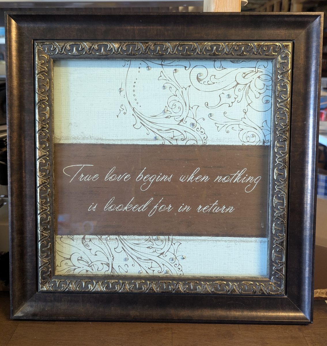 "True Love" Quote Wall Hanging Picture w/ Frame 15.5"