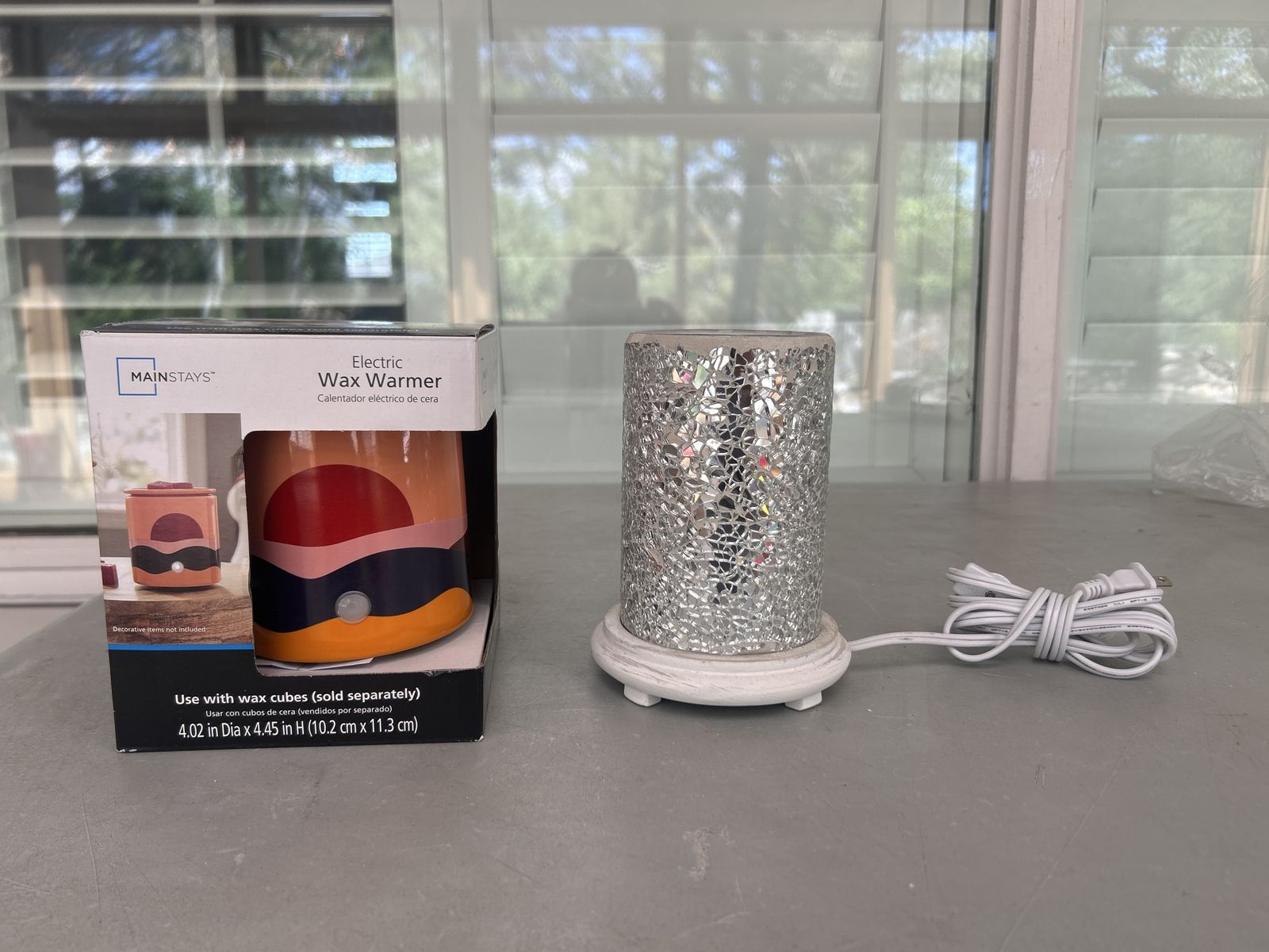 Mainstays Silver Mosaic Electric Wax Warmer - 4.02" Dia x 4.45" H