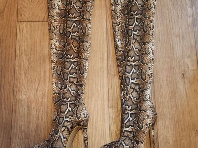 Women's Snake-Patterned Boots Size 6.5