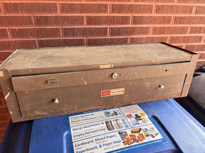 Vintage Sears Craftsman Metal Toolbox with Assorted Tools
