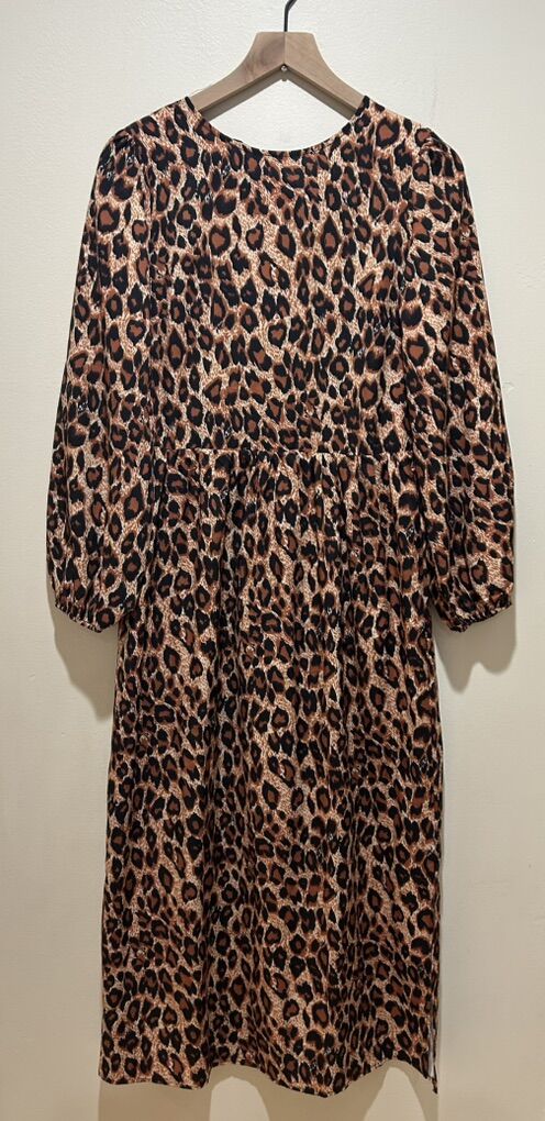 Aly Daly Animal Print Long Sleeve Maxi Dress Small