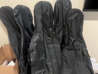 Black Padded Cello Cases - Lot of 5 with Backpack Straps
